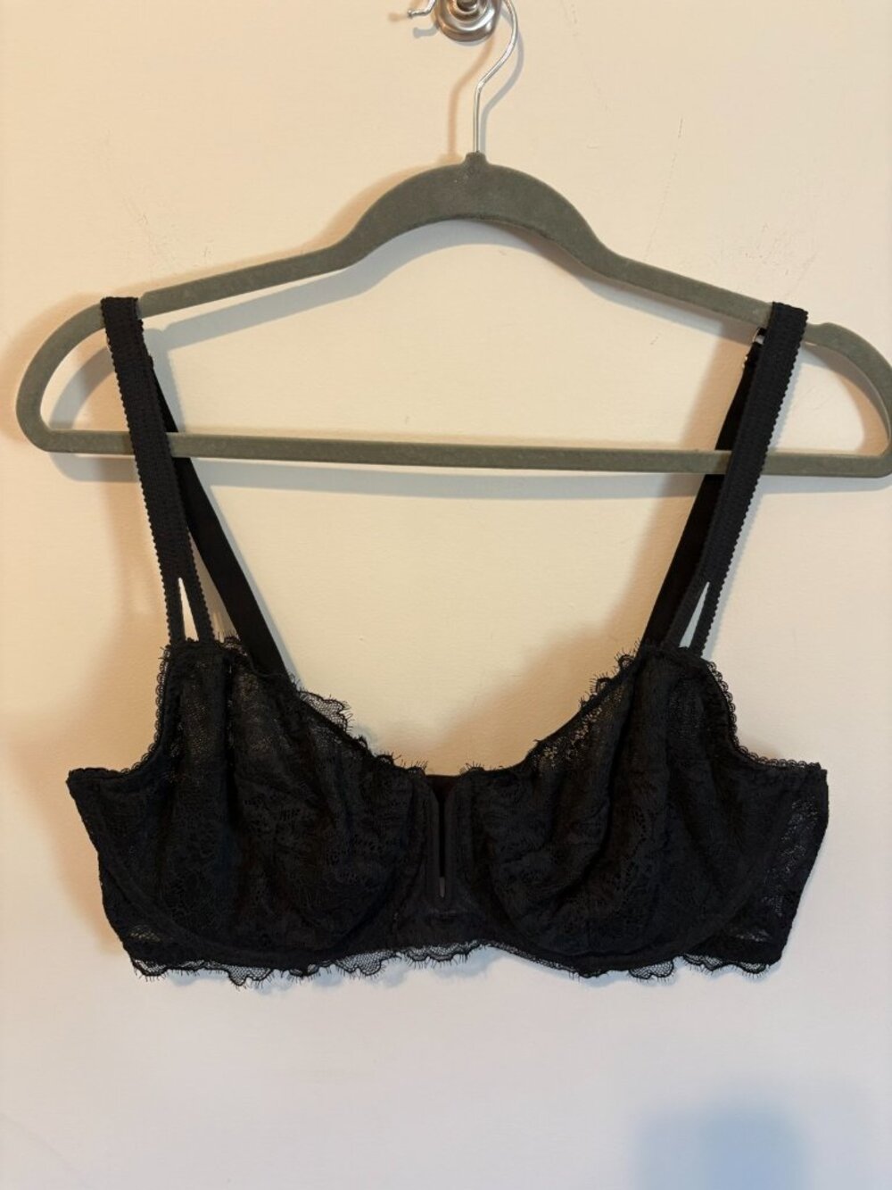 Auden Lace Unlined Balconette Bra Underwire Bra Black Size 40D Adjustable Strap
